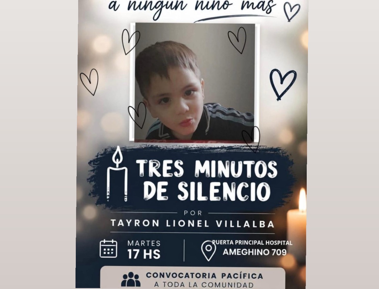 Familia de Tayron marchará el martes frente al Hospital Regional