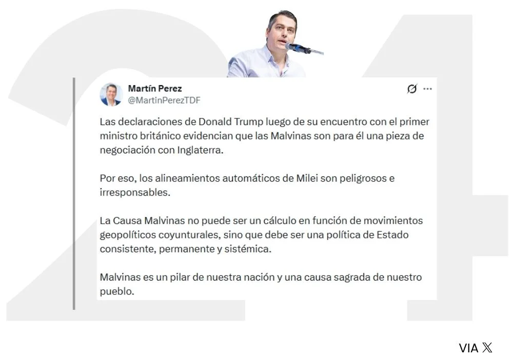 Malvinas | Martín Perez criticó las declaraciones de Trump y alertó sobre los "alineamientos automáticos" del Gobierno nacional