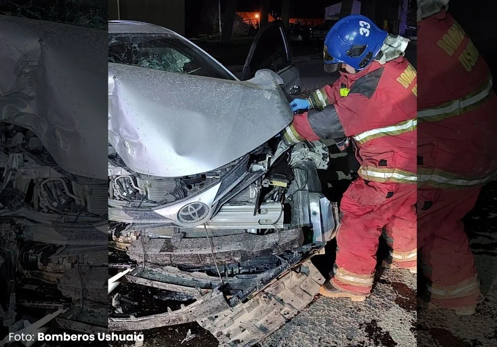 Ushuaia | Un joven fue hospitalizado tras impactante choque en las 200 Viviendas